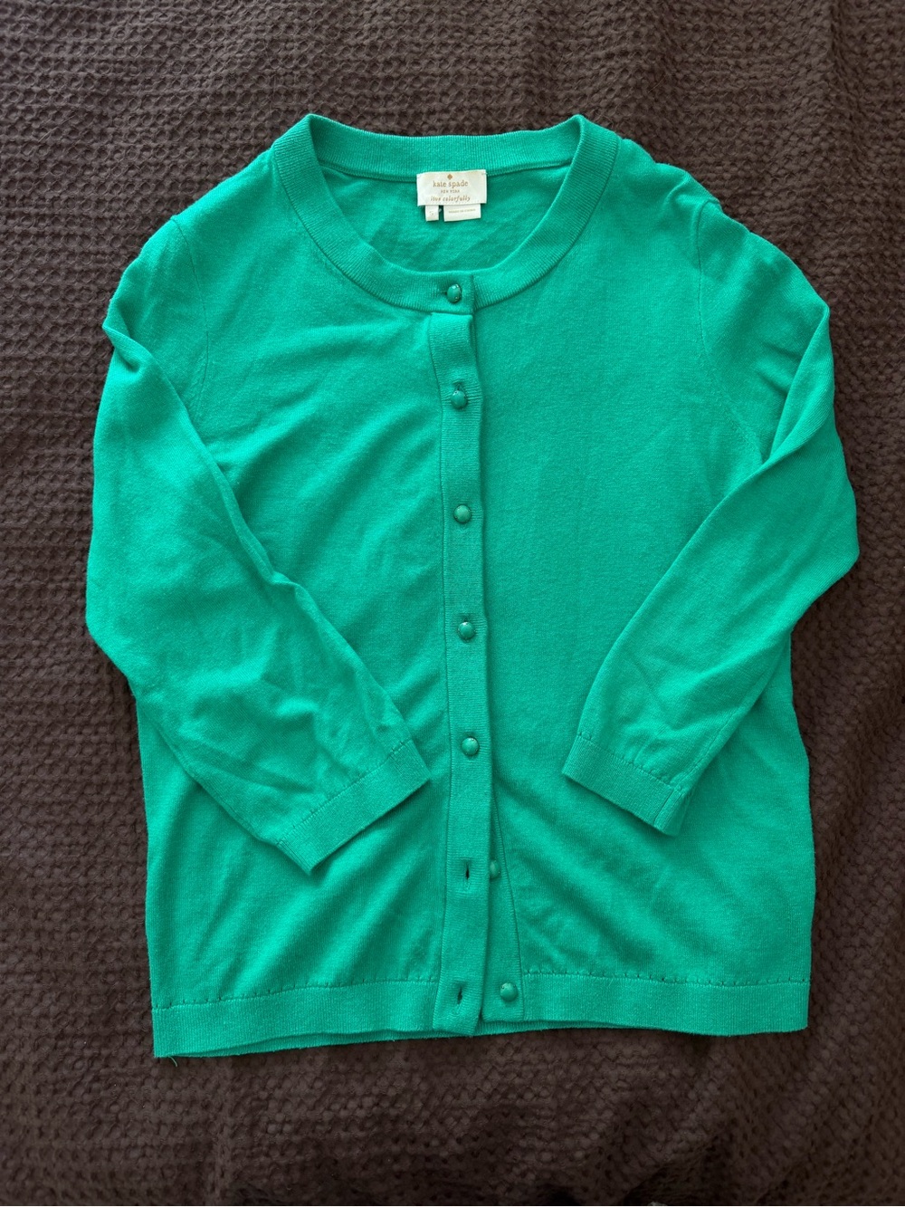 kate spade Green Button-Front Round Neck Sweater